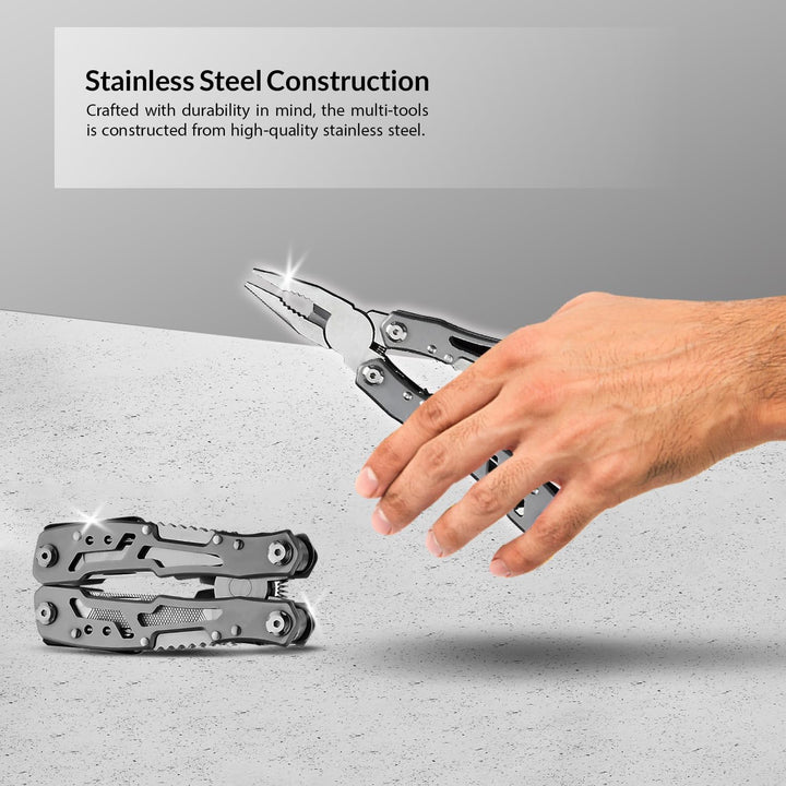 Multitool 14-in-1 mit Zange, Messer, Schraubendreher, Flaschenöffner und Nylonetui – Kompaktes und R