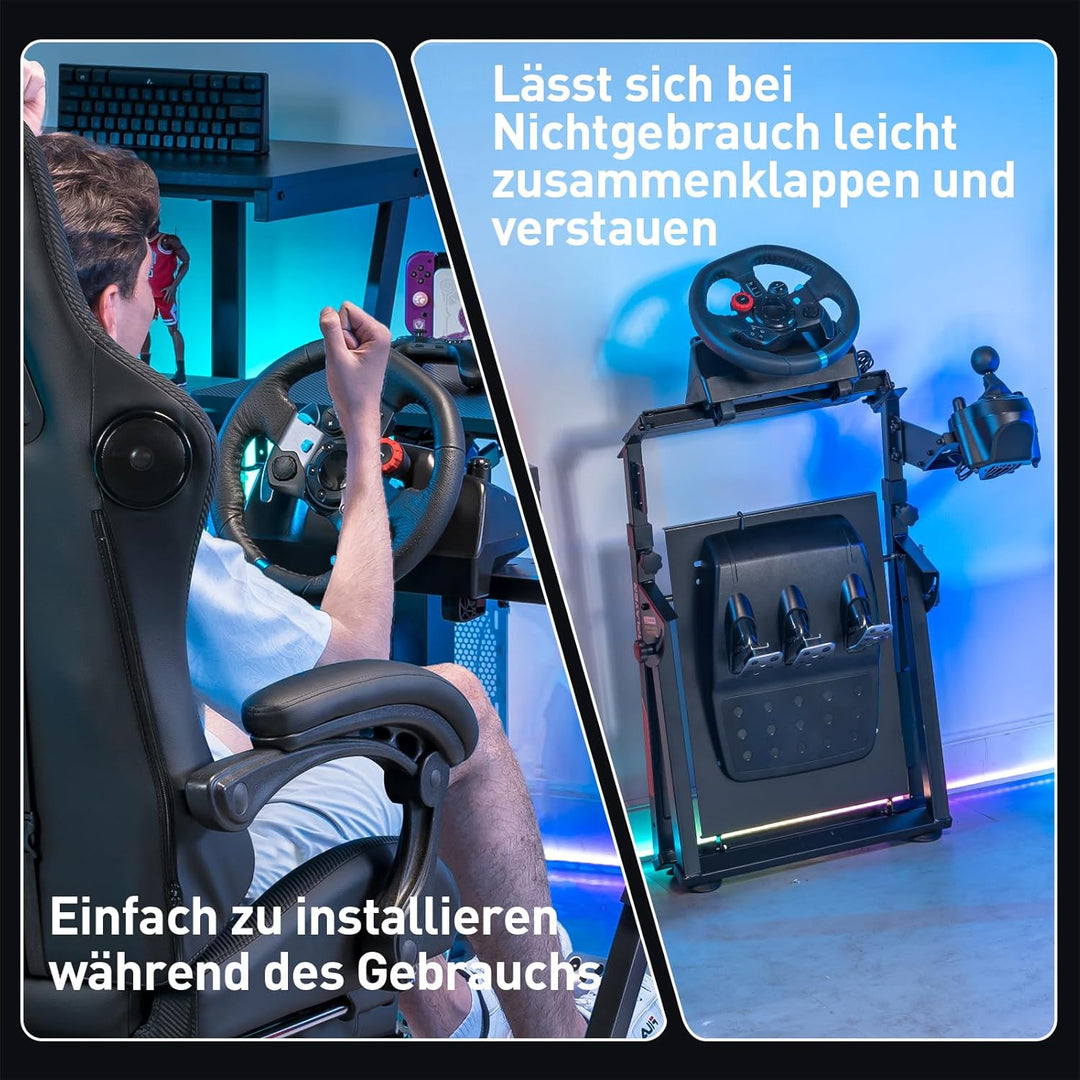 GTPLAYER Lenkradständer für Lenkrad Gaming Wheel Stand Racing Lenkradständer mit V1 V2 Schalthebelha