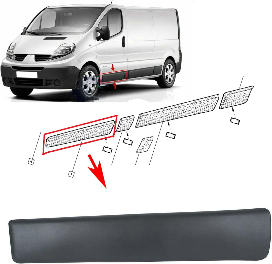 MKAREPART Linke Seite Vordertür untere Zierleiste Blende kompatibel mit Vivaro Trafic MK2 Primaster