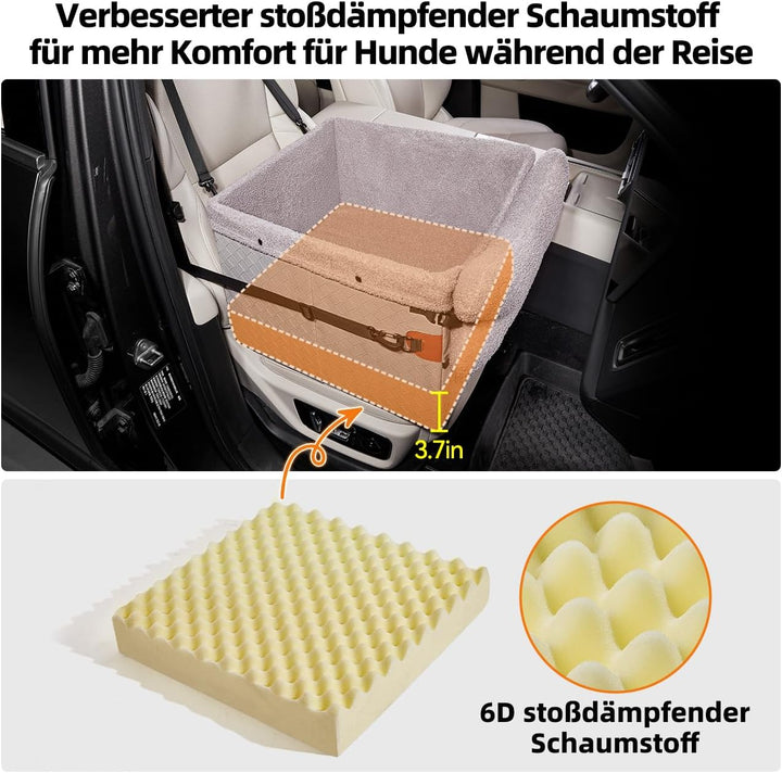 Hunde Autositz für kleine bis mittlere Hunde, Waschbarer hundesitz Auto mit Aufbewahrungstaschen,Ans