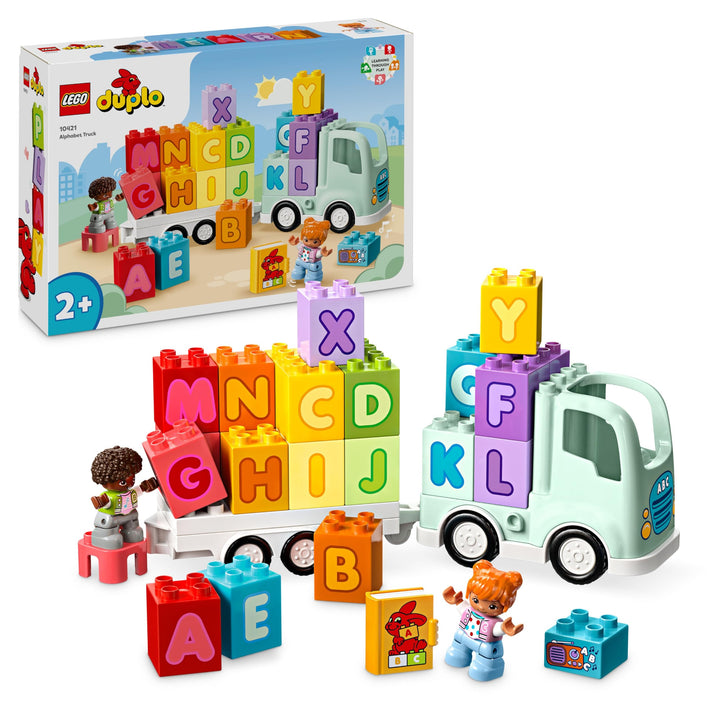 LEGO DUPLO Town ABC-Lastwagen, Lernspielzeug für Kleinkinder ab 2 Jahren, ABC-LKW-Spielzeug mit Anhä