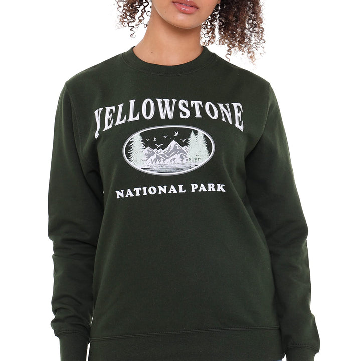 Cotton Soul National Parks Yellowstone Damen Crew Sweatshirt, Waldgrün XL Waldgrün, XL Waldgrün