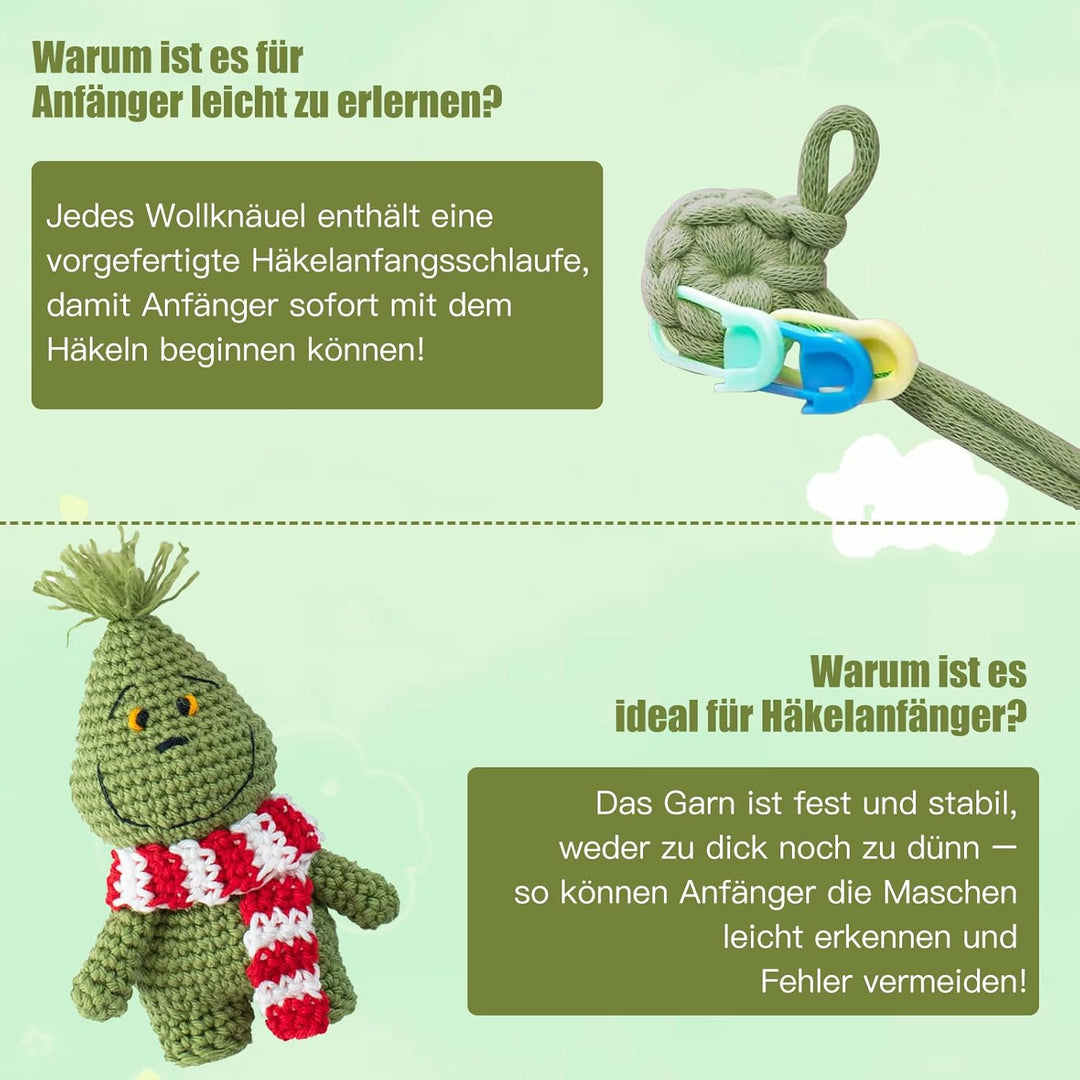 Häkelset für Anfänger, Komplettes Crochet Set mit Videoanleitung, Einfaches DIY Häkeltiere, Perfekt