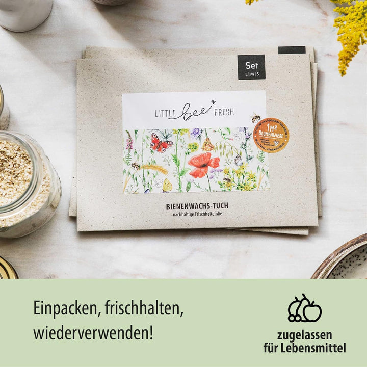 little bee fresh Bio-Bienenwachstücher Starter-Set aus Deutschland - Wachspapier für Lebensmittel -
