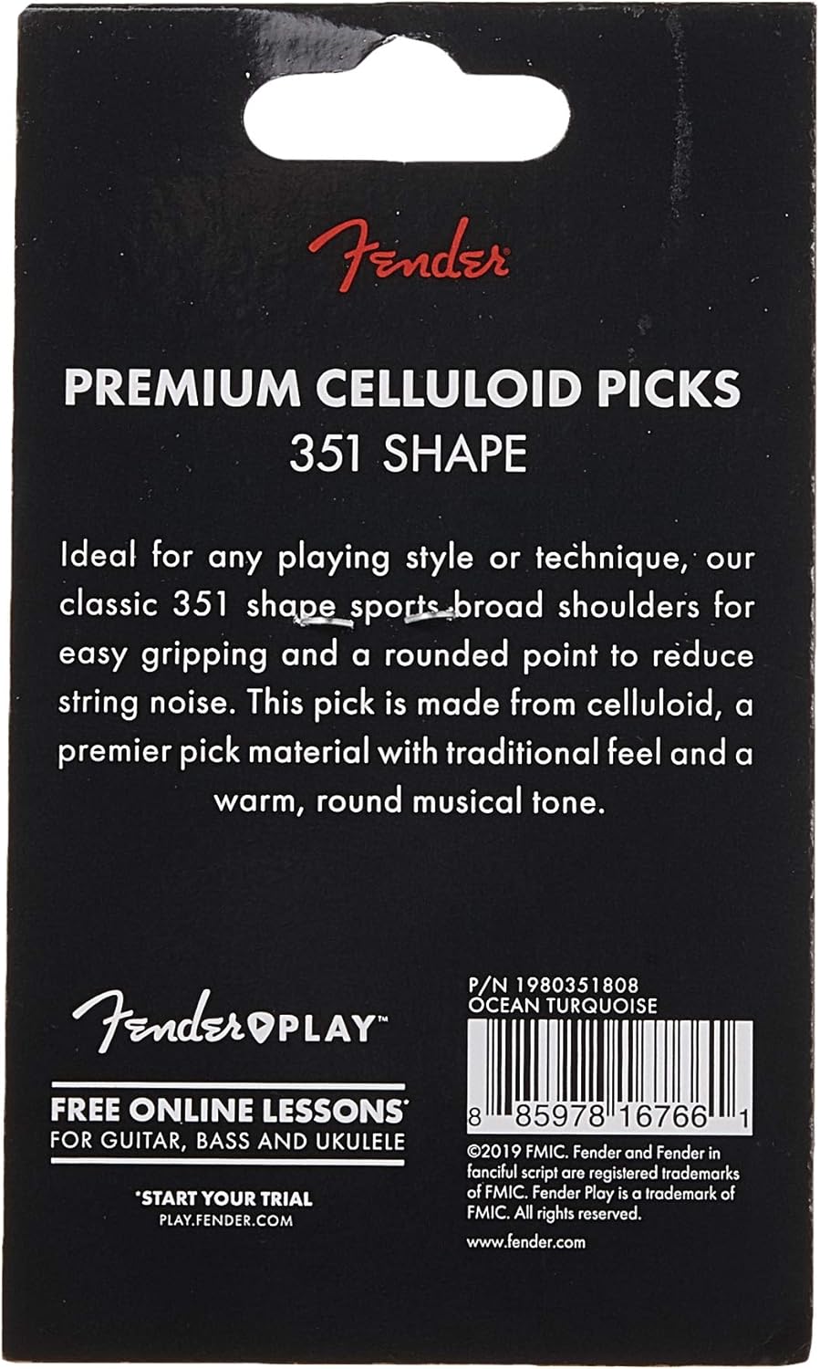 Fender Mustang Mikro-Verstärker, Schwarz, 2311300000 &amp; 351 Shape Premium Plektren (12 Stück) für E-G