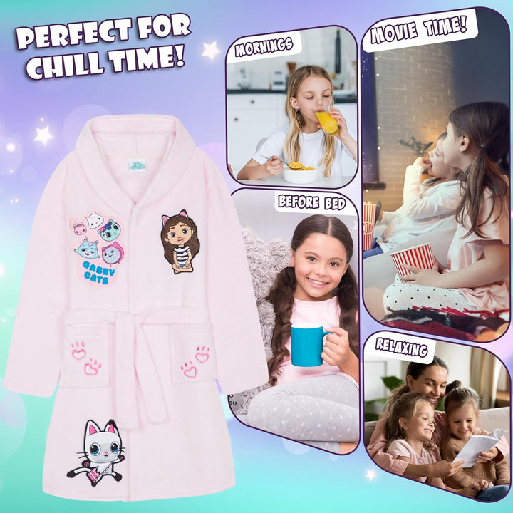 Get Trend Bademantel Mädchen, Flauschig mit Prints von Stitch und Angel, Barbie, Disney Prinzessinne