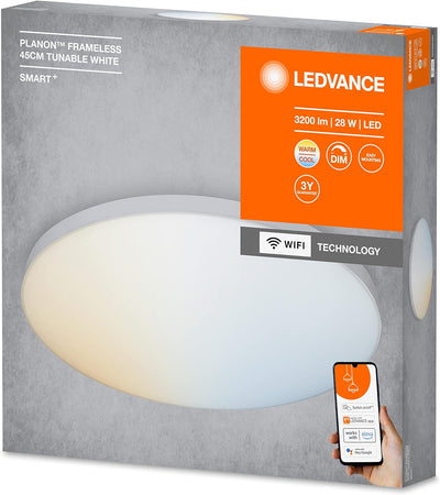 LEDVANCE Smarte LED Deckenleuchte, Panel für Innen mit WiFi Technologie, Lichtfarbe änderbar (3000K-