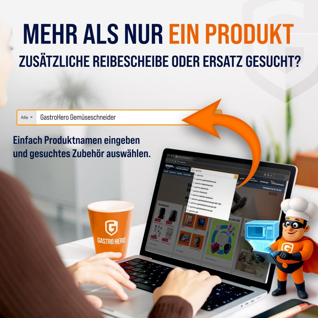 GastroHero Gemüseschneider I Elektrischer Gemüseschneider I 300 kg/h Leistung I 5 Scheiben Ø 2-7 mm