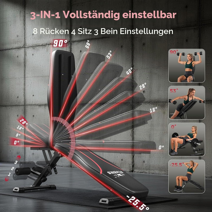 FLYBIRD Adjustable Bench,Utility Weight Bench for Full Body Workout- Multi-Purpose Foldable incline/