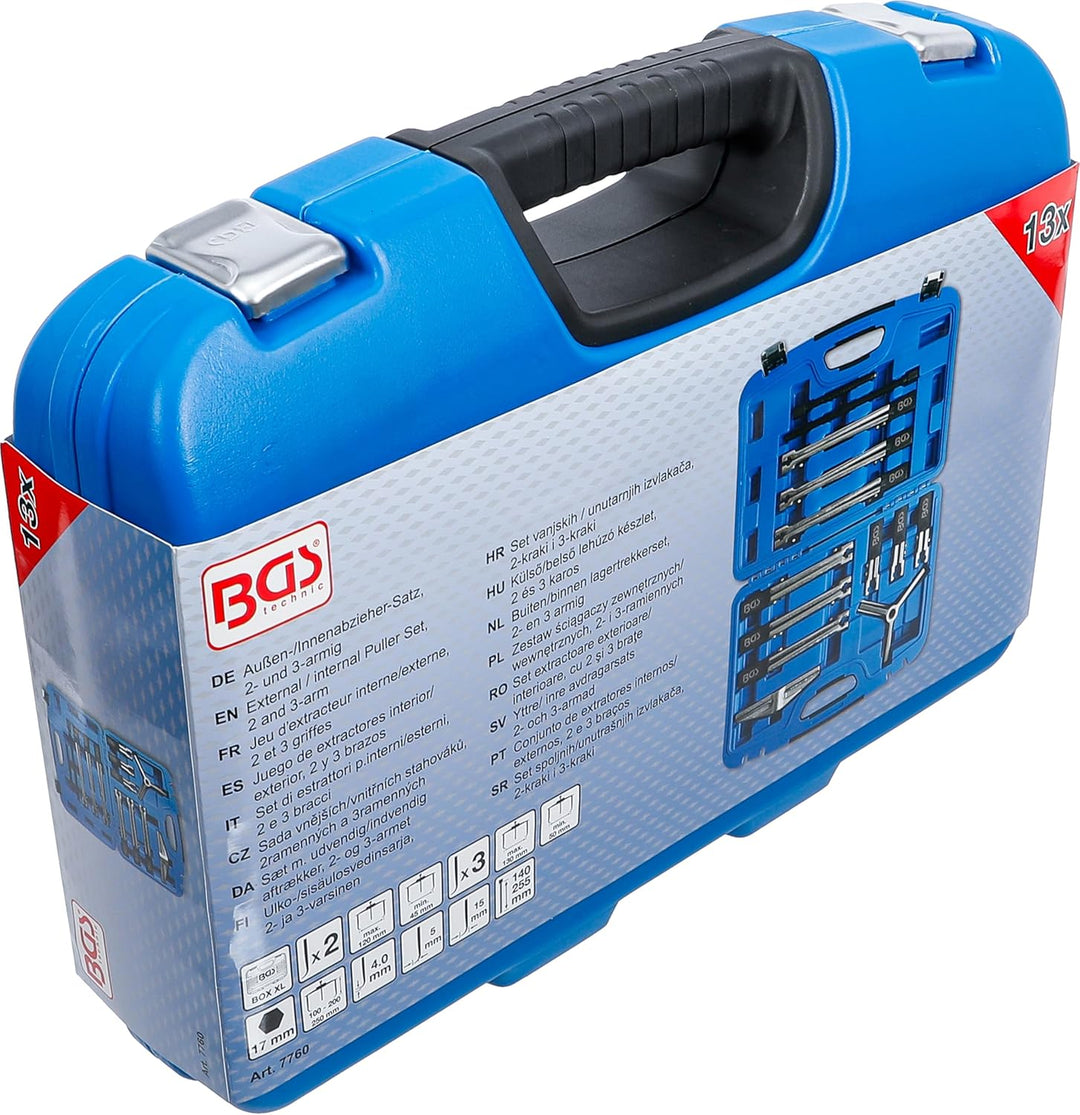 BGS 7760 | Aussen-/Innenabzieher-Satz, 2- und 3-armig | 13-tlg. | bis 135 mm | Lager-Abzieher Werkze