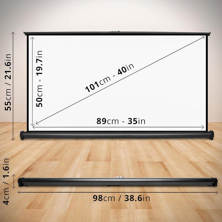 Duronic DPS40 16:9 Beamer Leinwand | 40 Zoll Projektor Leinwand | 16:9 Heimkino | Gain +1 Mobile Bea