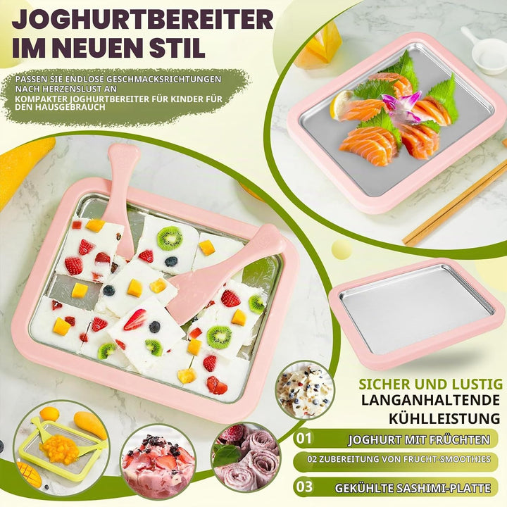 Eiscreme Roller Maker Set Mit 2 Spateln, Instant Eismaschine, Ice Cream Rolls Platte Für Erwachsene