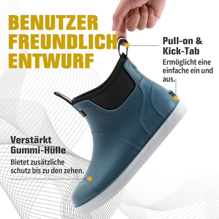 Gummistiefel Herren Halbhoch, Grundlegend Wasserdicht Atmungsaktiv Stiefeletten, Anti-Rutsch Mode PV
