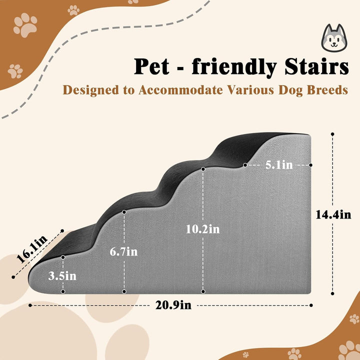 4 Stufen Haustiertreppe, Hundetreppe für Kleine Hunde, Hochdichter Schwamm Haustiertreppe Hundetrepp