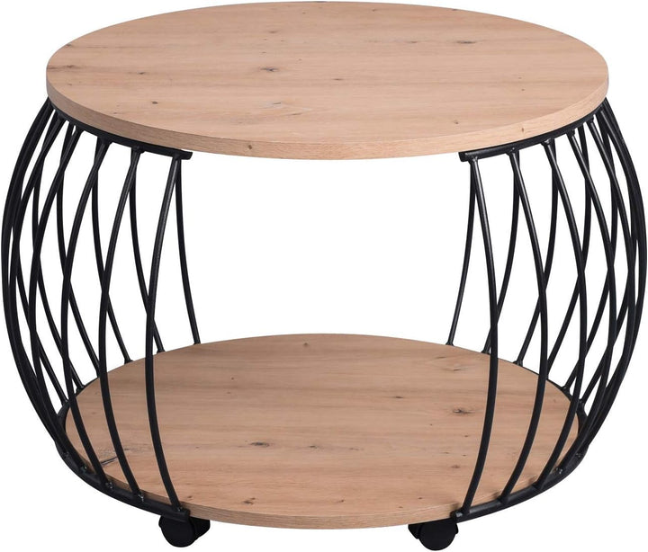 HomeTrends4You Peking 1 Couchtisch/Sofatisch, MDF, Höhe 47cm, Durchmesser 60cm Peking 1, Artisaneich