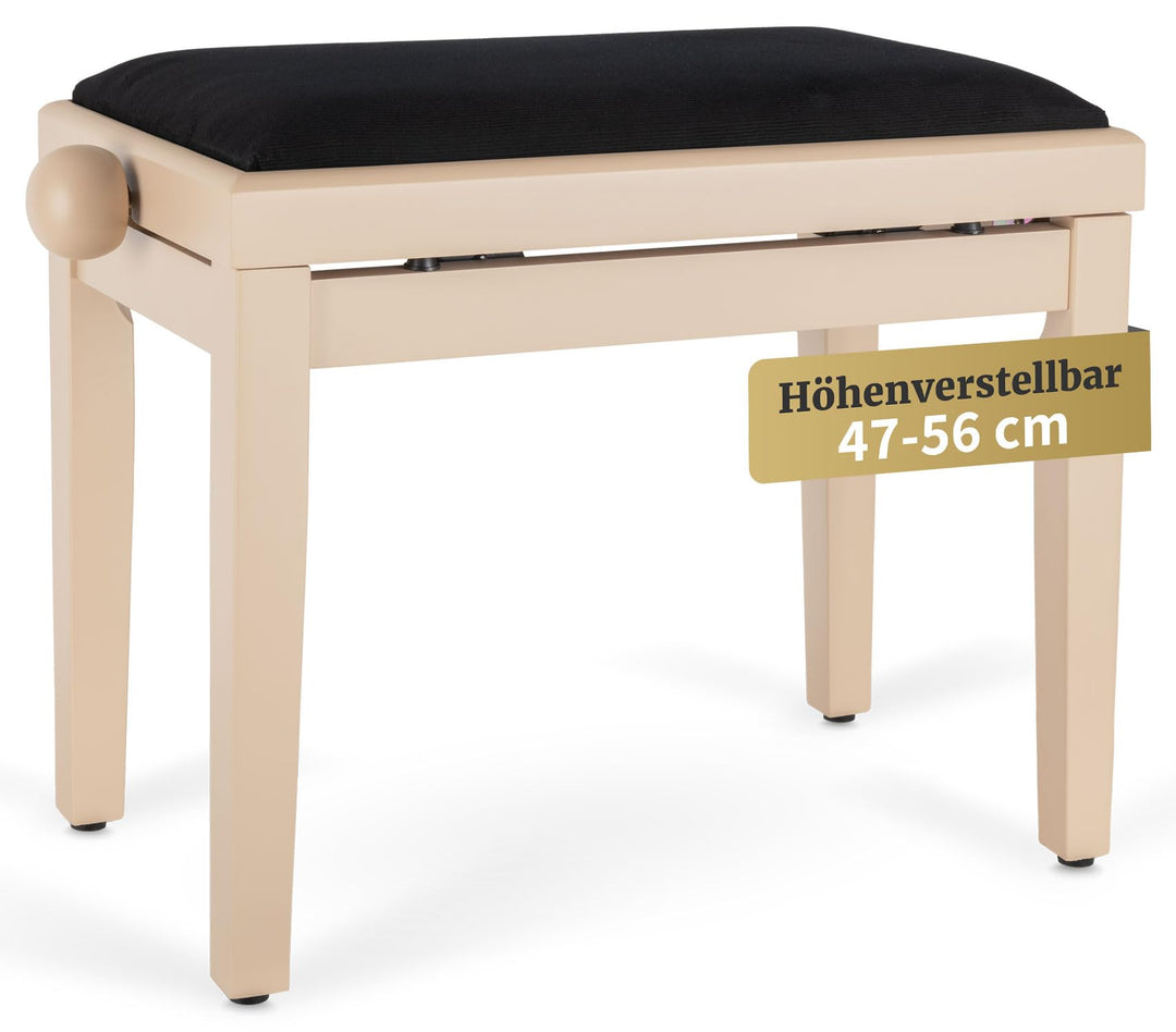 Classic Cantabile Pianobank LA matt - Höhenverstellbar von 47-56 cm - Spindelmechanik - Sitzfläche 5