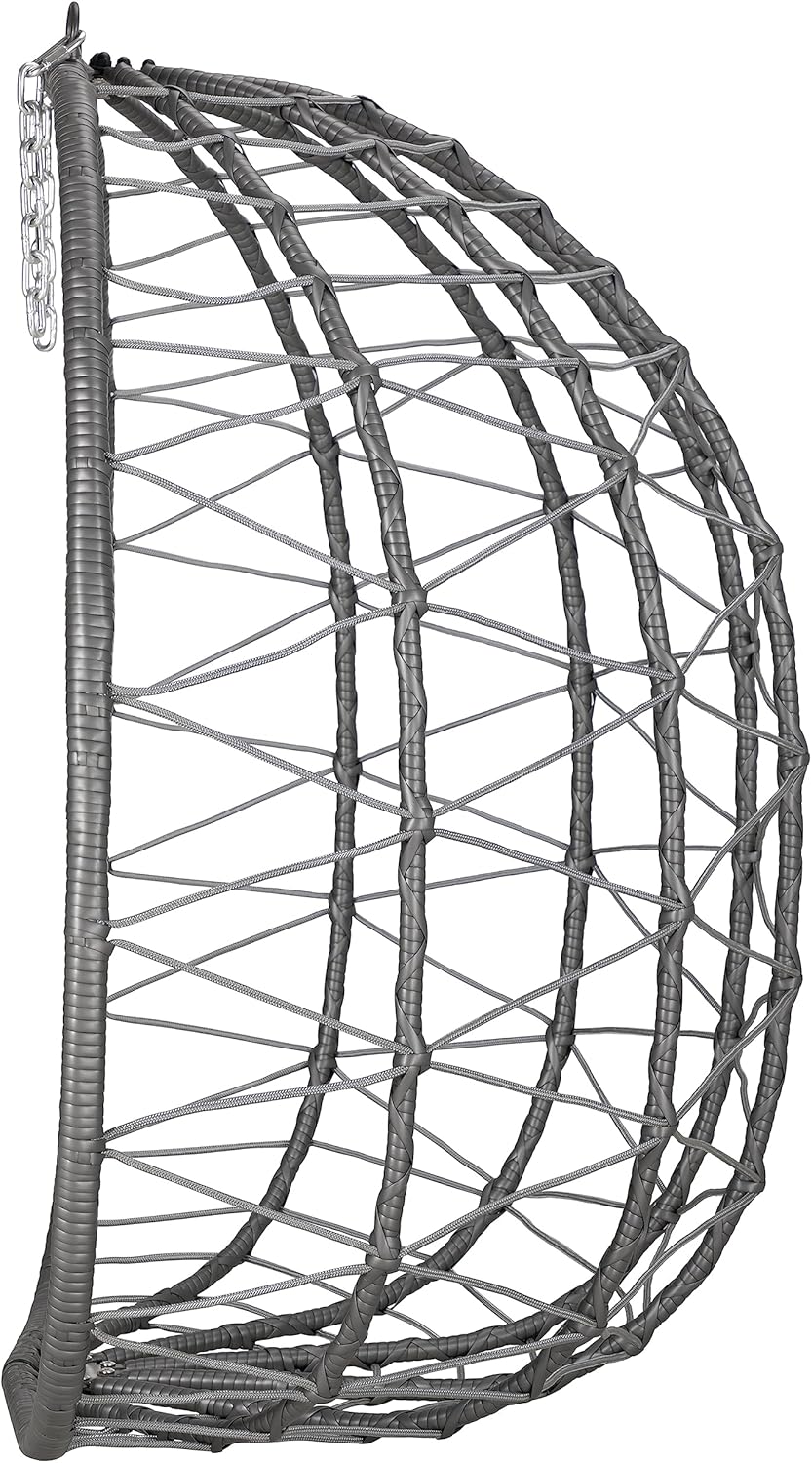 HinHocker Hängesessel mit Gestell | Grau | Hängeschaukel für Indoor und Outdoor | Inkl. Kissen und A
