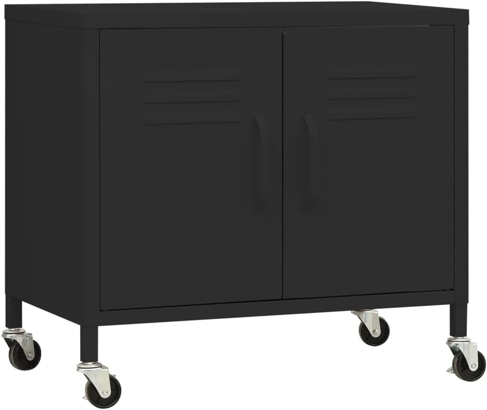 ZQQLVOO Schränke Anrichte Mehrzweckschrank Lagerschrank Schwarz 60x35x56 cm Stahl 60 x 35 x 56 cm (B