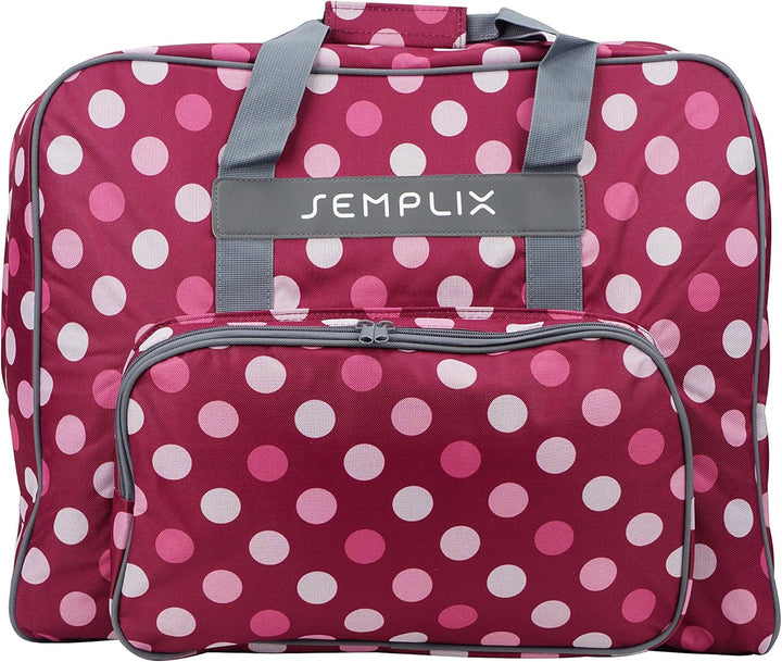 SEMPLIX XL-Nähmaschinentasche, Polka Dots Beere/Rosa, 52x42x27 cm, Grosse stabile Transport und Aufb