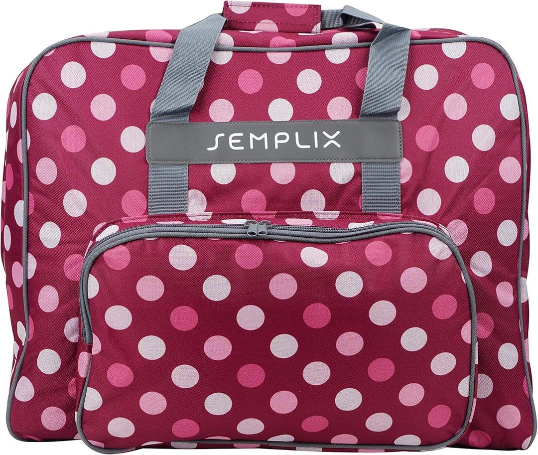 SEMPLIX XL-Nähmaschinentasche, Polka Dots Beere/Rosa, 52x42x27 cm, Grosse stabile Transport und Aufb