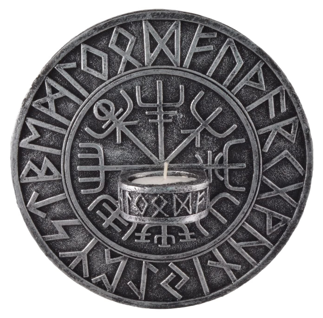 Nordischer Teelichthalter Wikingerkompass Vegvísir - an Wand anzubringen