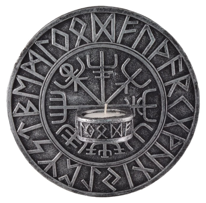 Nordischer Teelichthalter Wikingerkompass Vegvísir - an Wand anzubringen