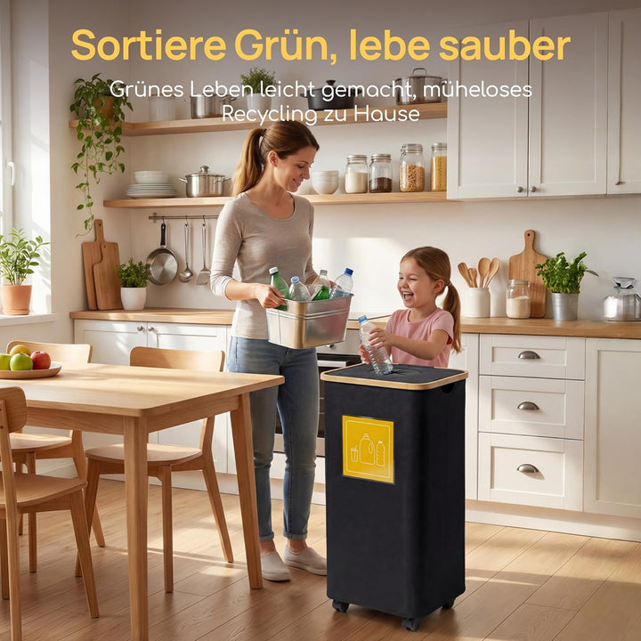 Viviendo 100L Pfandflaschen Sammelbehälter mit Deckel & Rollen, Faltbar, wasserdicht, 2 Innensäcke,
