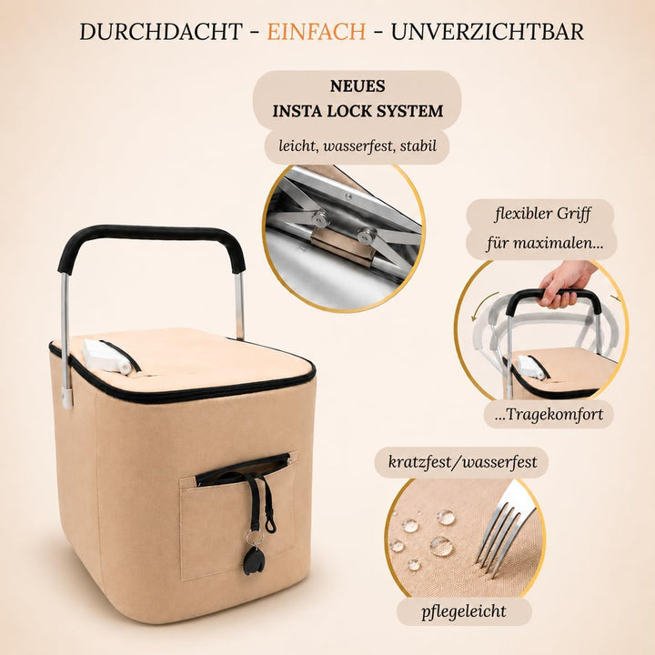 43L Einkaufskorb faltbar mit Deckel, gross & stabil, auch als Muttikorb nutzbar, isolierter Kühlkorb