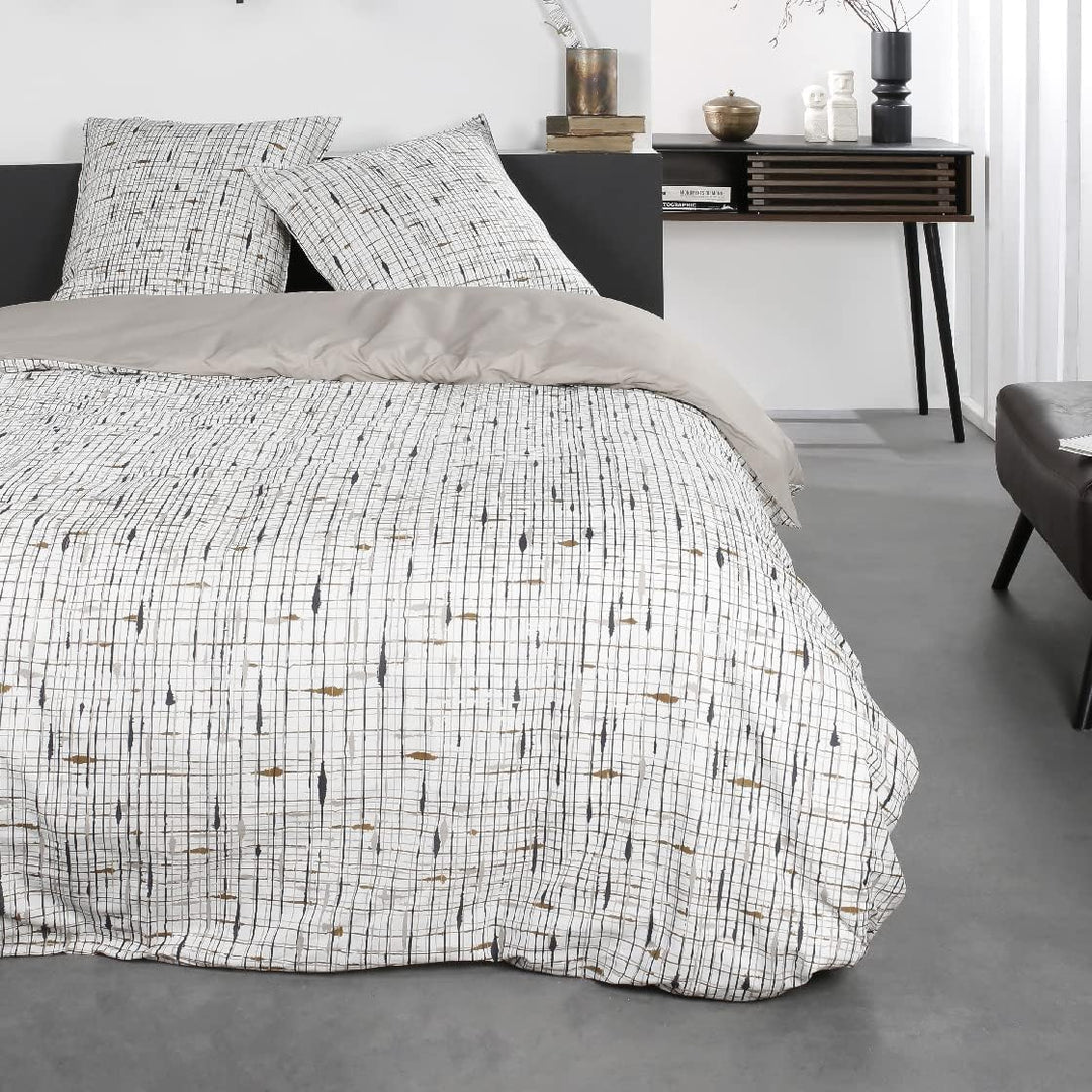 Today Bettwäsche für Doppelbett, 220 x 240 cm, Baumwolle, Bedruckt, Sunshine 7,23 cm, Beige Jumeau B
