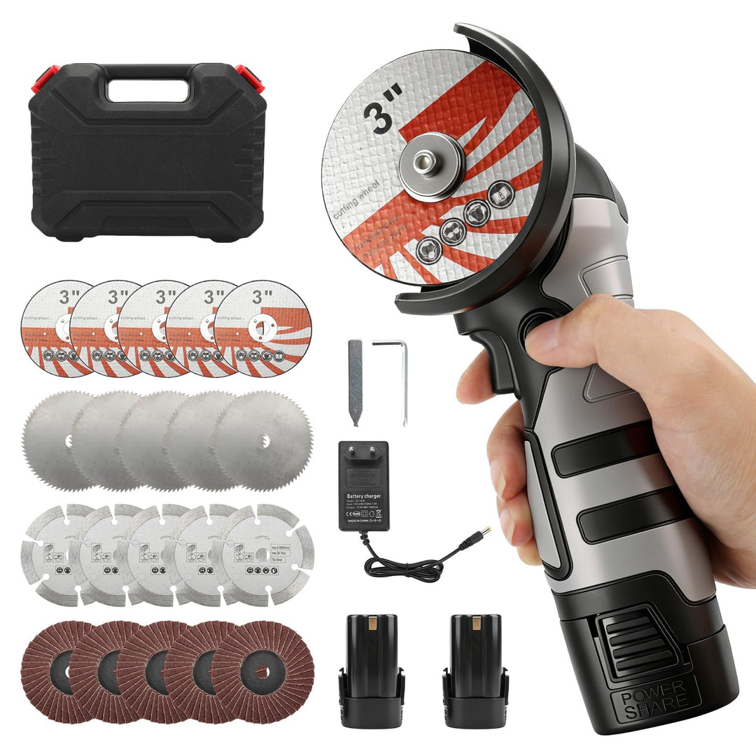 Akku Winkelschleifer, 16.8V Mini Winkelschleifer mit 2 x 2000mAh Akkus, 14000 PRM, Kabelloses Elektr