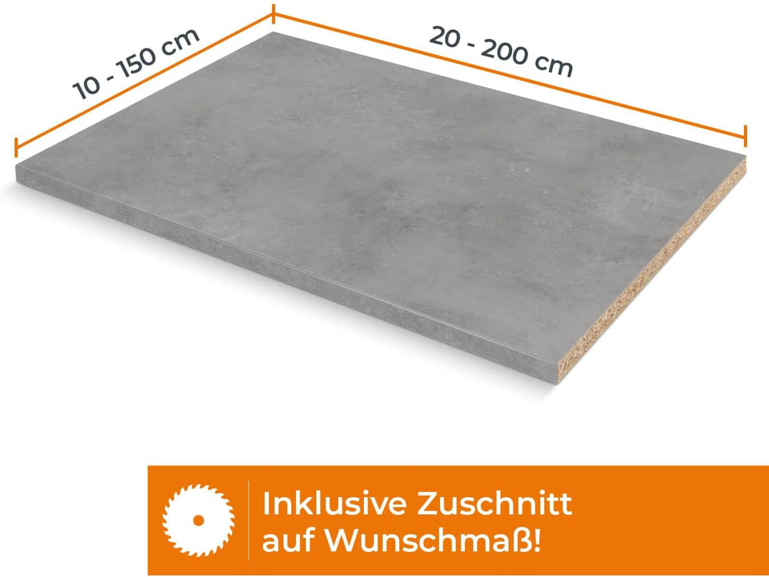 Einlegeboden, Regalboden nach Mass - 1,9 cm Starke Spanplatte, melaminbeschichtet, einseitige ABS-Ka