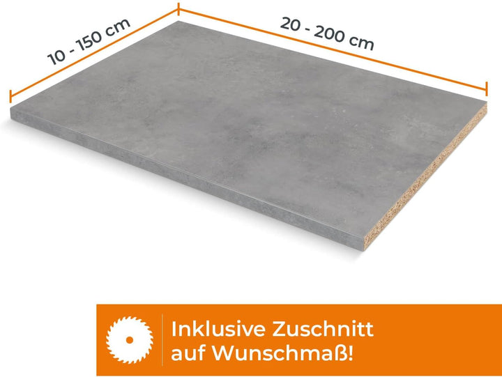 Einlegeboden, Regalboden nach Mass - 1,9 cm Starke Spanplatte, melaminbeschichtet, einseitige ABS-Ka