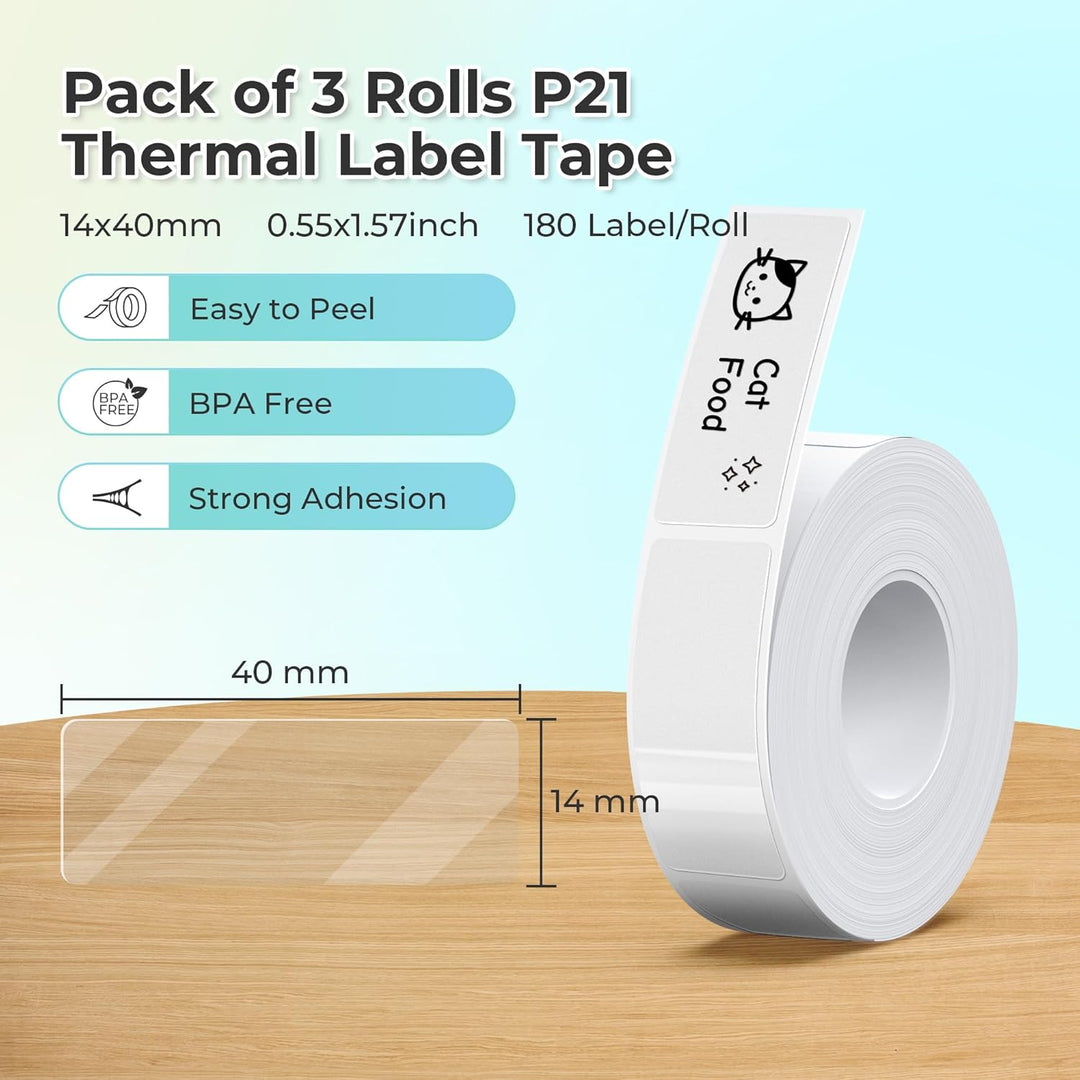 NELKO Original P21 Etikettenband-Ersatz, adaptiertes Etikettendruckpapier, 14 x 40 mm, Standard-lami