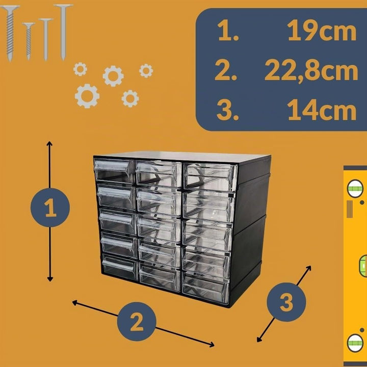 Sortimentskasten 15 Fach Sortierkasten für Kleinteile Organizer Schrauben Sortierbox Kleinteilemagaz