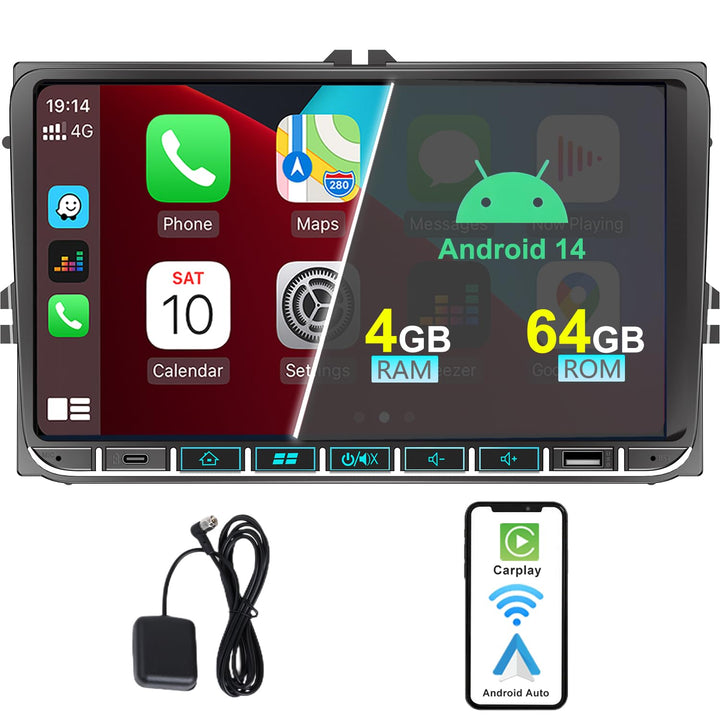 Android Autoradio Bluetooth mit Bildschirm(9”) für VW Golf 5 6 T5 Polo 6r Caddy Passat Touran Seat,
