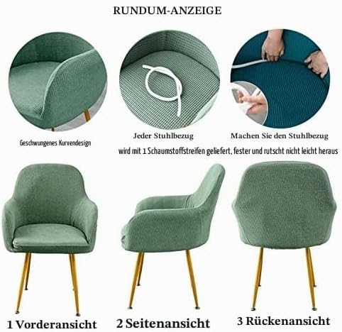 Stretch Stuhlhussen-Bezüge Stuhlbezug Mit Armlehne 4/6er Set Esszimmerstuhlbezug Hochlehner Stuhlbez