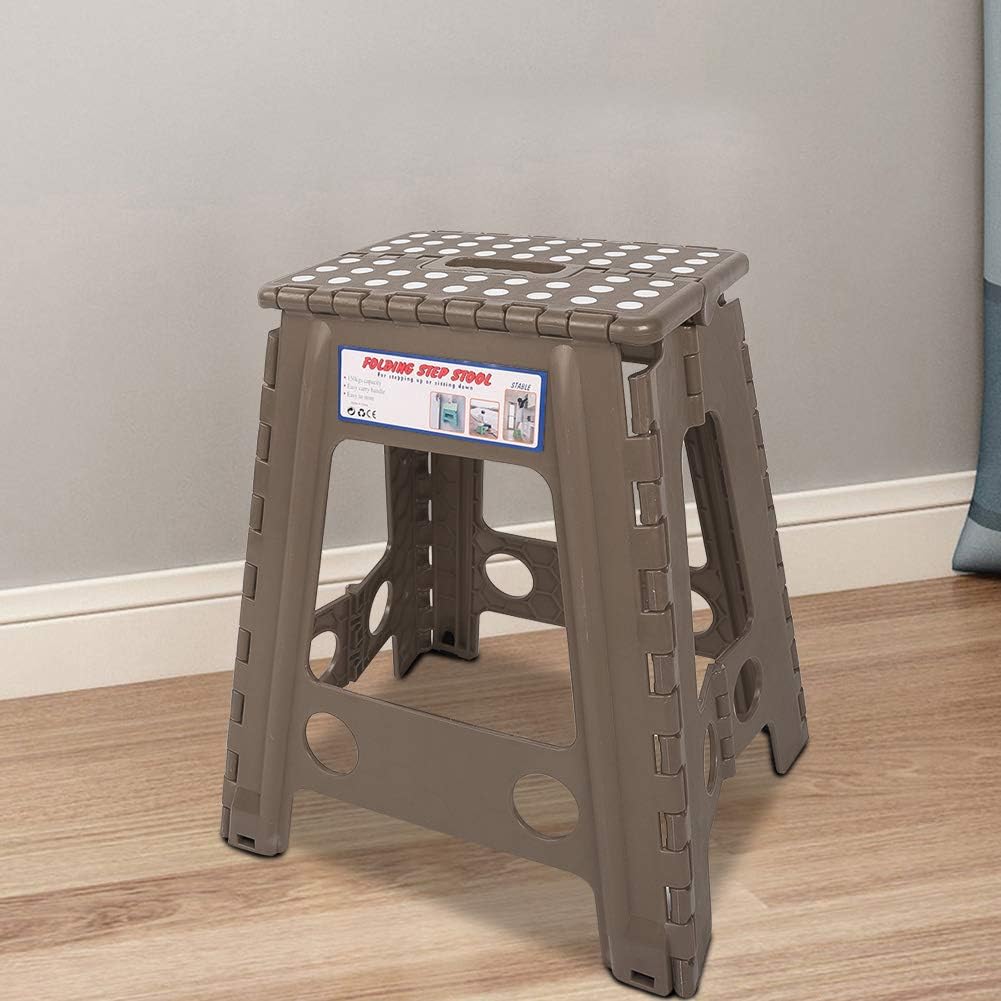 Klappbarer Tritthocker, Tragbar und Rutschfest für Erwachsene, 29 cm, Weiss-Dunkel Gefleckt, für Woh