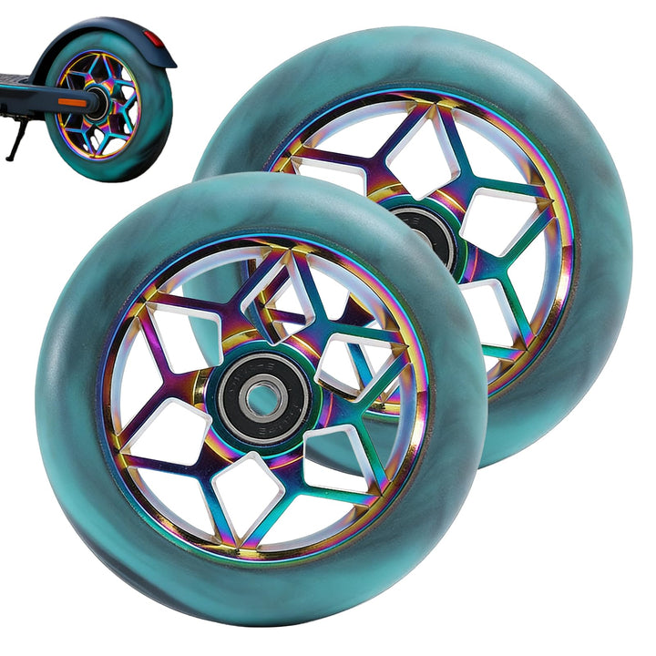 2 Stück Stunt Scooter Rollen 110mm, Scooter Ersatzräder 88A mit ABEC-9 Kugellager, Aluminium Speiche