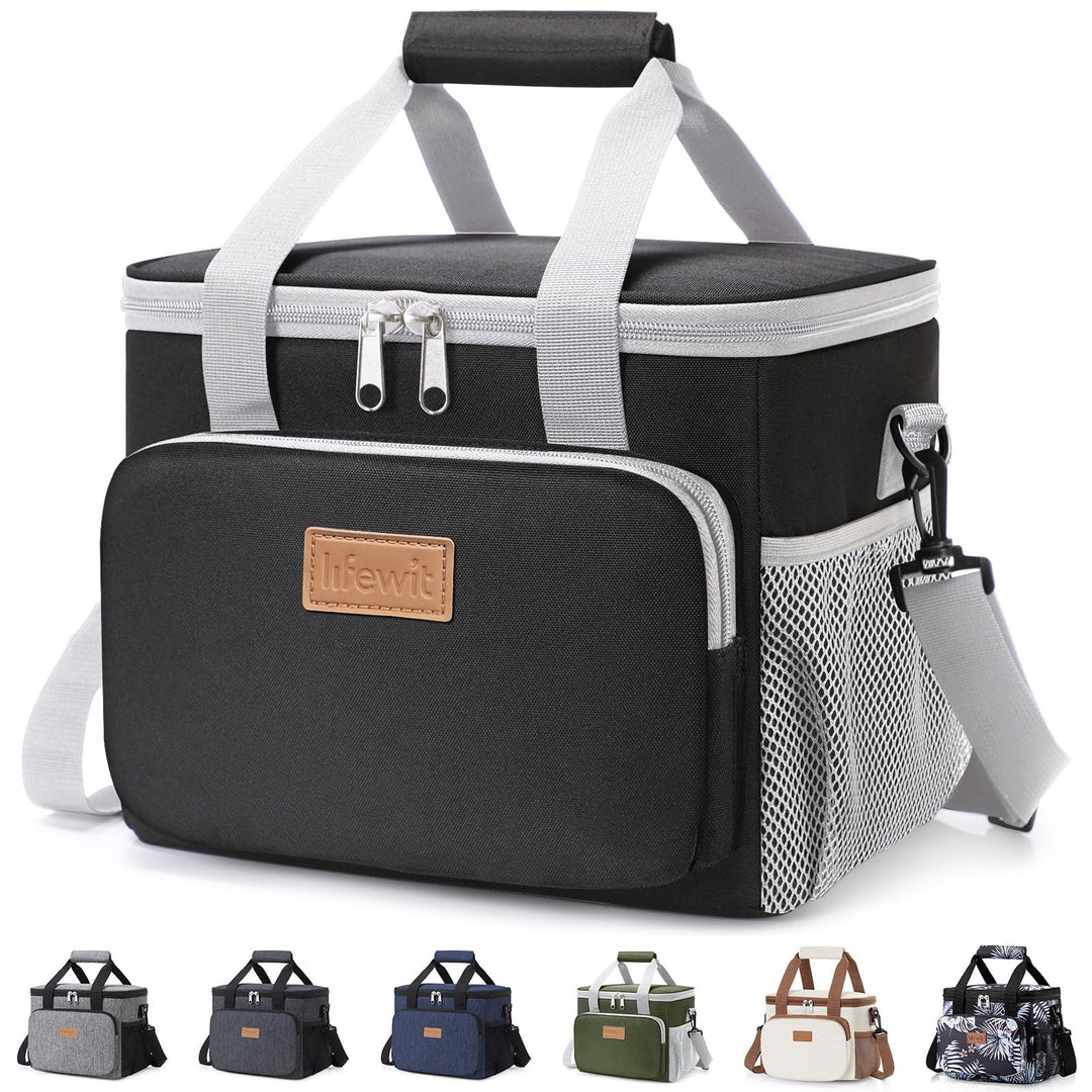 Lifewit Kühltasche klein, Isolierte Cooler Bag, Lunchtasche 9L 12 Dosen Grau &amp; Schwarz 9L, Grau &amp; Sc