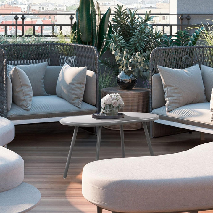 CLP Couchtisch Velva I Ovaler Loungetisch für draussen und drinnen I Gartentisch wetterfest und UV-b