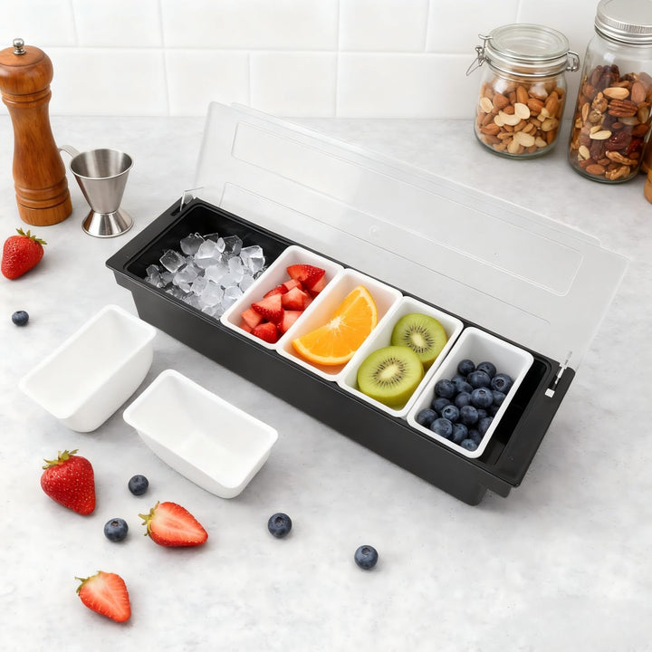 Obst Container Box Eis Party Servier Bar Eisgekühlter Gewürzspender mit Transparentem Deckel, Würzmi