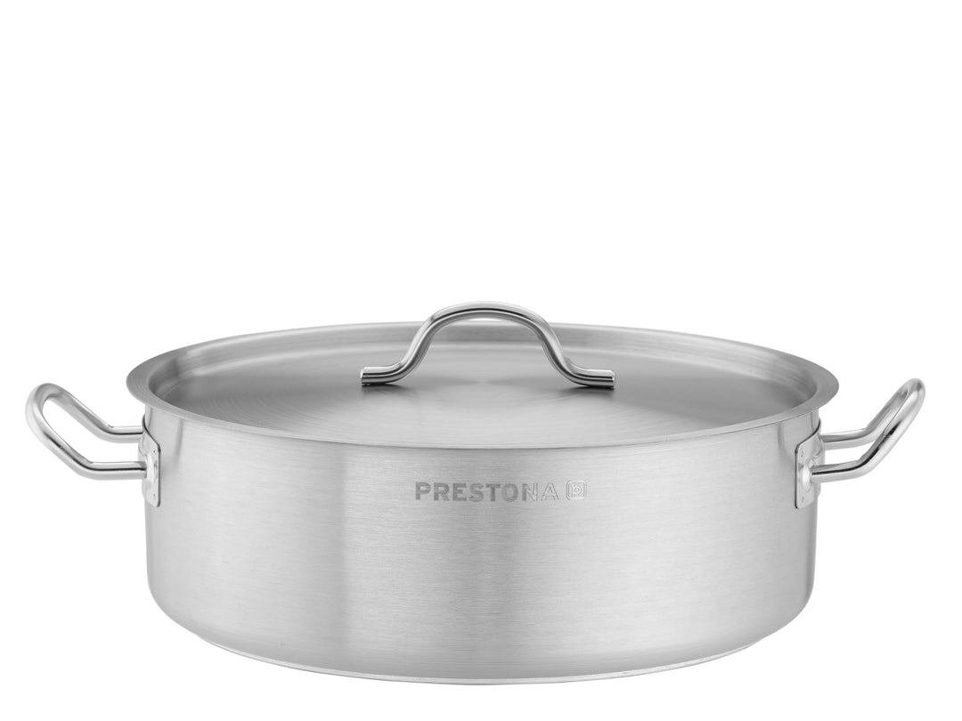 TECHNICA PRESTONA Topf Induktion 5,8 l – Kochtopf aus Edelstahl ⌀280 mm mit Deckel – Dreischichtbode