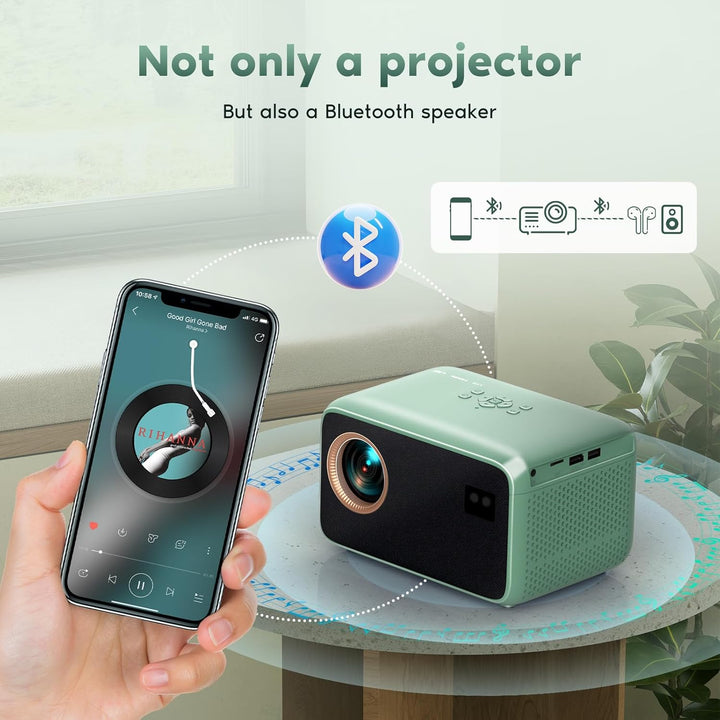 【Autofokus/Trapezkorrektur】Beamer 4K Unterstüt WiFi6 Bluetooth, 18000L Native 1080P Full HD Mini Bea