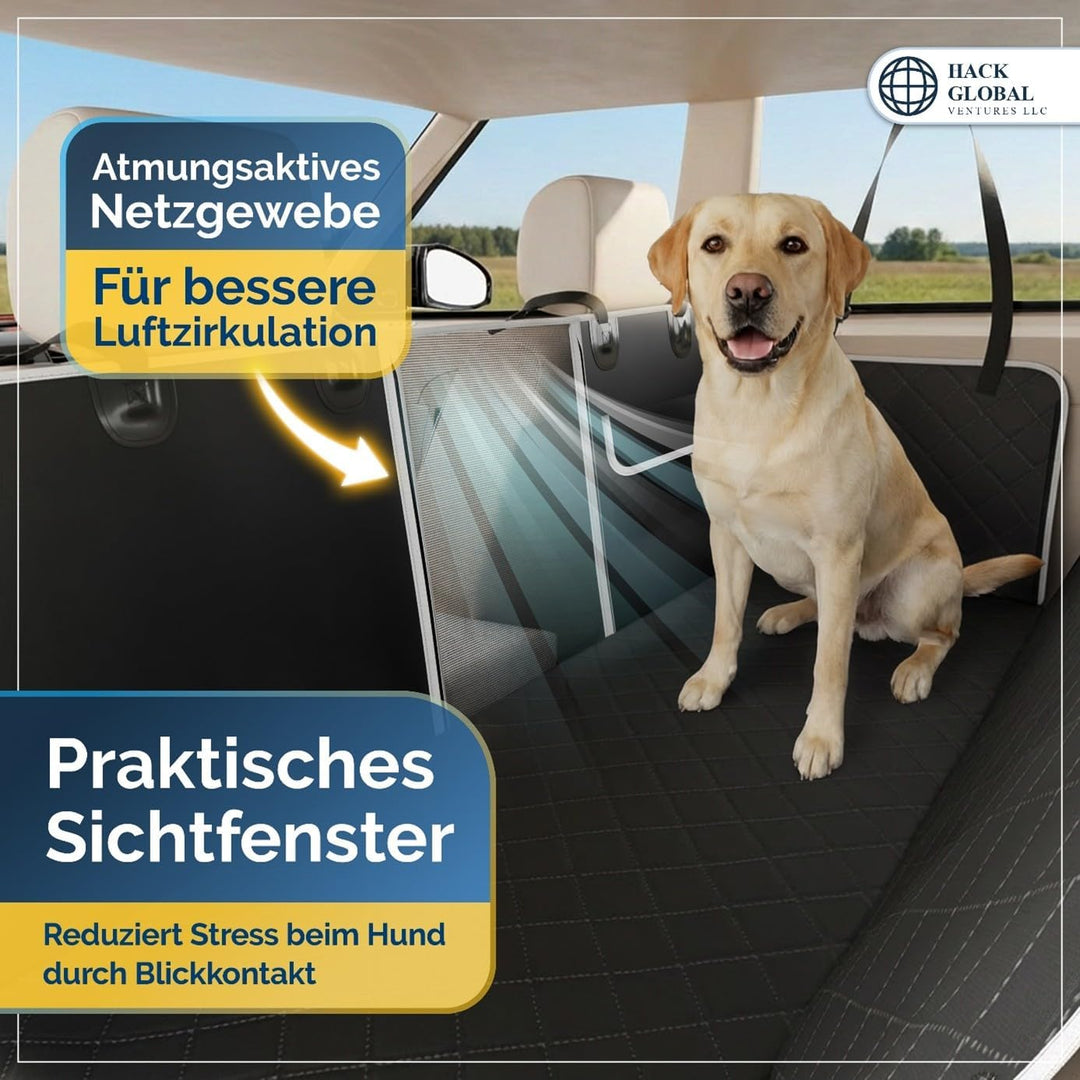 Autoschondecke Hund Rückbank teilbar – Wasserdicht, rutschfest mit Sichtfenster | Für SUV &amp; PKW