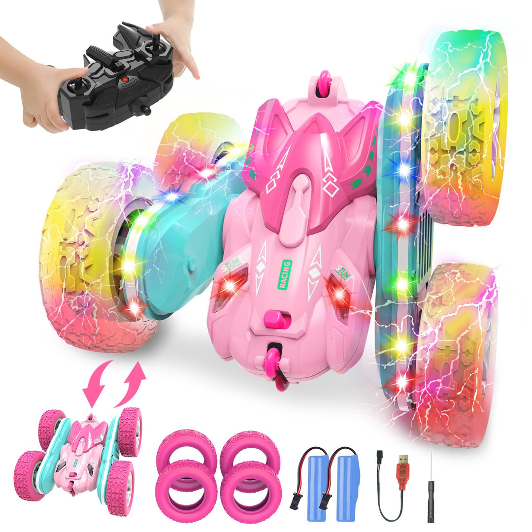 seveclotree Ferngesteuertes Auto Mädchen,Geschenk Mädchen 3 4 5 6 7 8 9 Jahre,2.4Ghz 4WD 360° Flip F