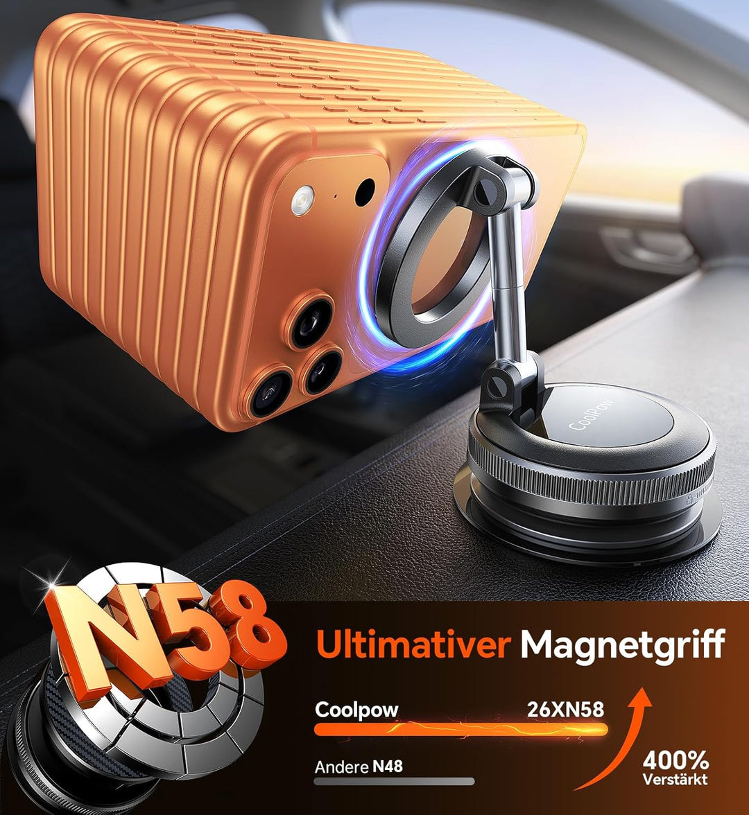 Coolpow Handyhalterung Auto für MagSafe Autohalterung【Stärkste Saugnapf & Ultra-stabil】Handyhalterun