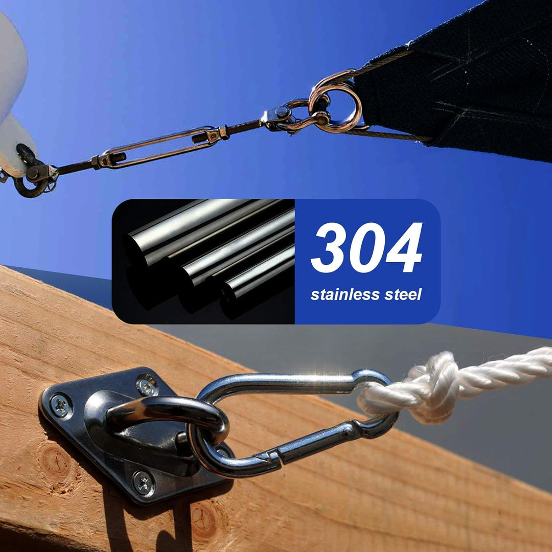 2 Stück M6 Befestigungsset Robustes Sonnensegel Edelstahl Hardware-Kit für Dreieck und Quadrat Recht