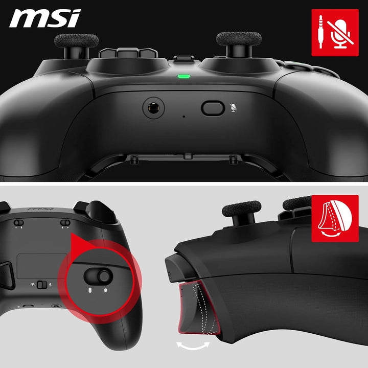 MSI FORCE GC300 WIRELESS PC Gamepad Controller - 2,4 GHz, Bluetooth, USB Typ-C auf A - kabelgebunden