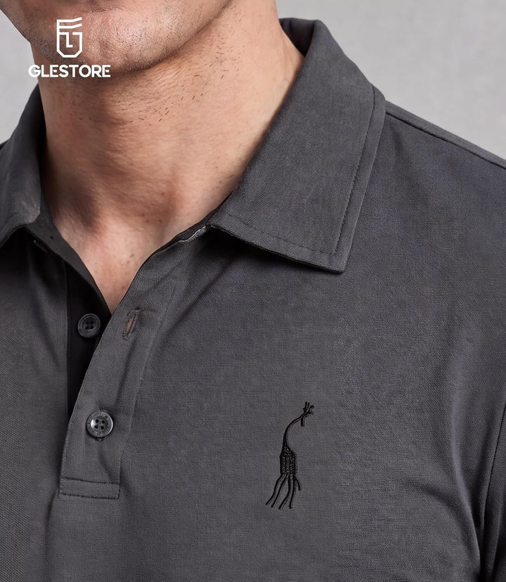 GLESTORE Poloshirt Herren Männer Hemd Herren Kurzarm Shirt Sommer M Grau&amp;schwarz, M Grau&amp;schwarz