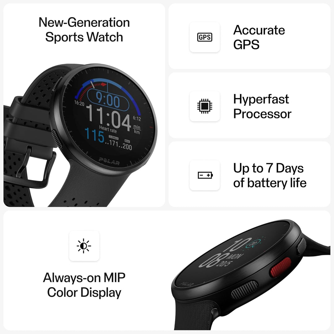 Polar Pacer Pro – Moderne GPS-Sportuhr, Pulsuhr, Smartwatch für Männer und Frauen, Laufuhr Training,